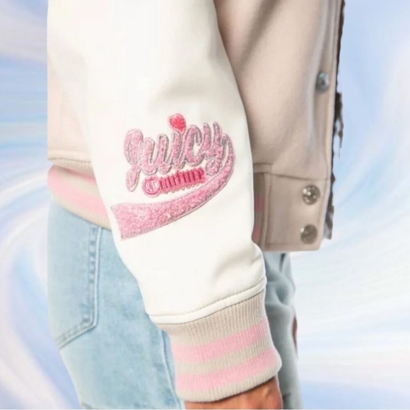 Juicy Couture Convertible Collar Varsity Jacket with Embellishments Size XL NWT - Picture 4 of 11